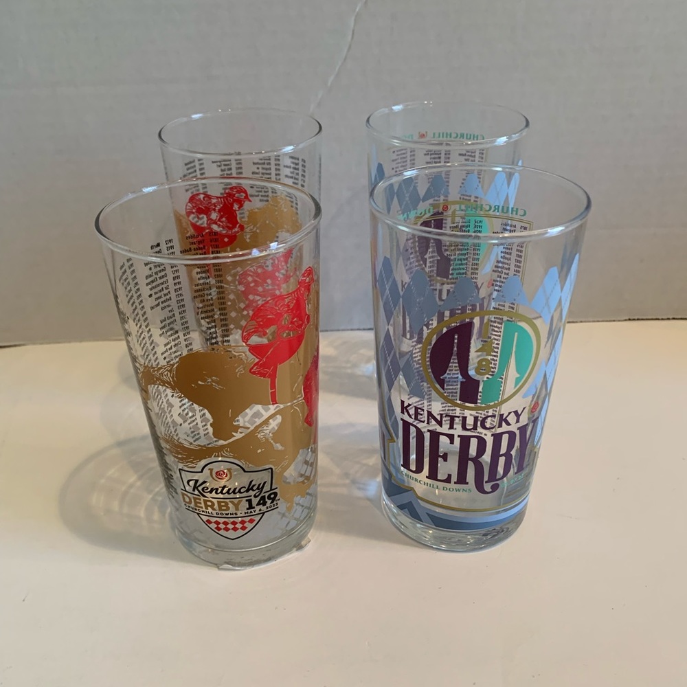 Kentucky Derby Glasses 148 & 149 Races Set of 4